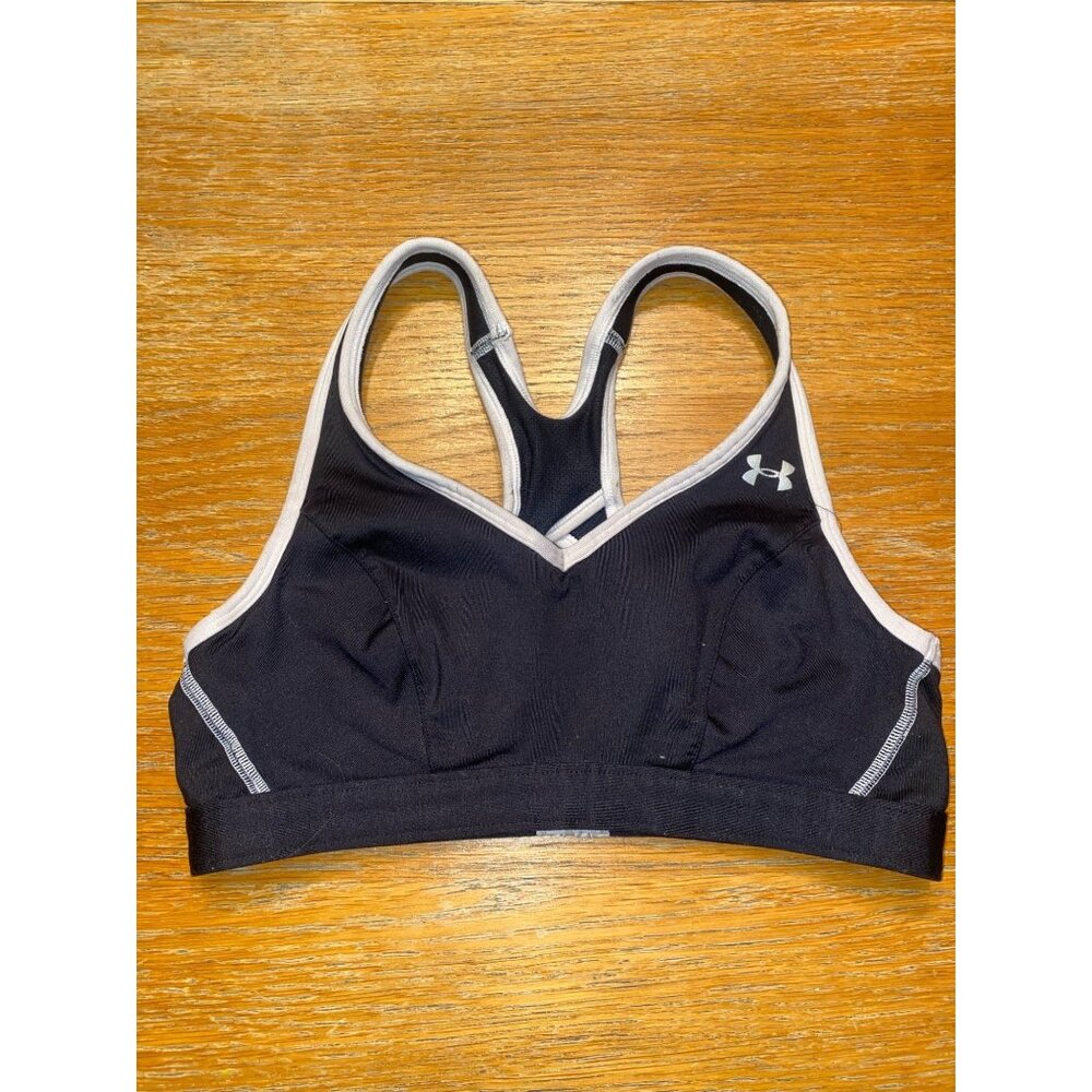 Under Armour Womens Crossback Sports Bra Medium Impact Black Gray Size Small